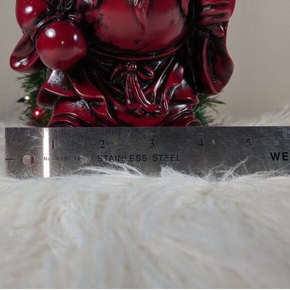 8 1/2 inch tall red resin buddha statue - Picture 4 of 11